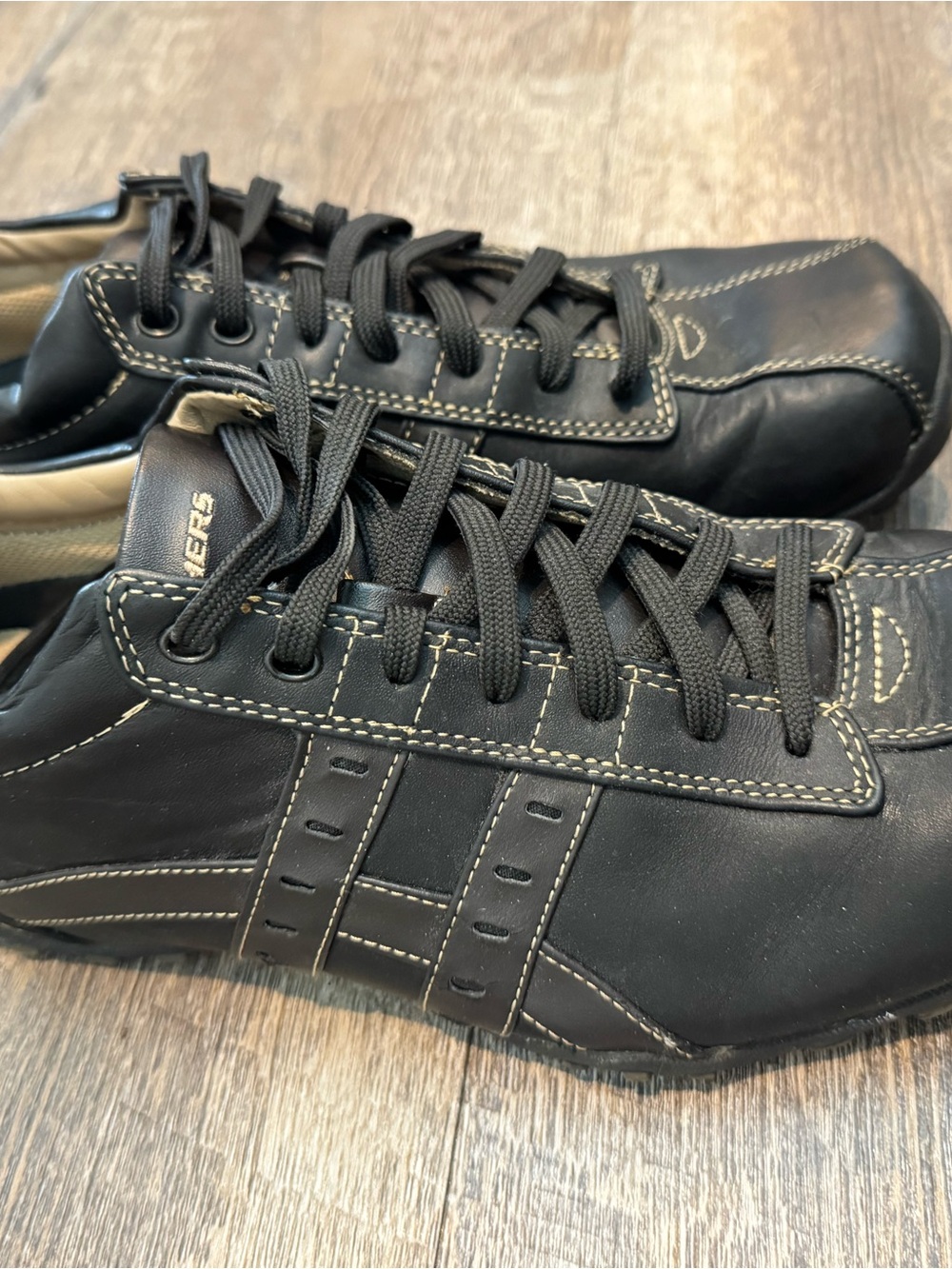 Skechers Men's Black Leather Lace-Up Dress Sneakers Mens SZ 10 - Picture 7 of 16